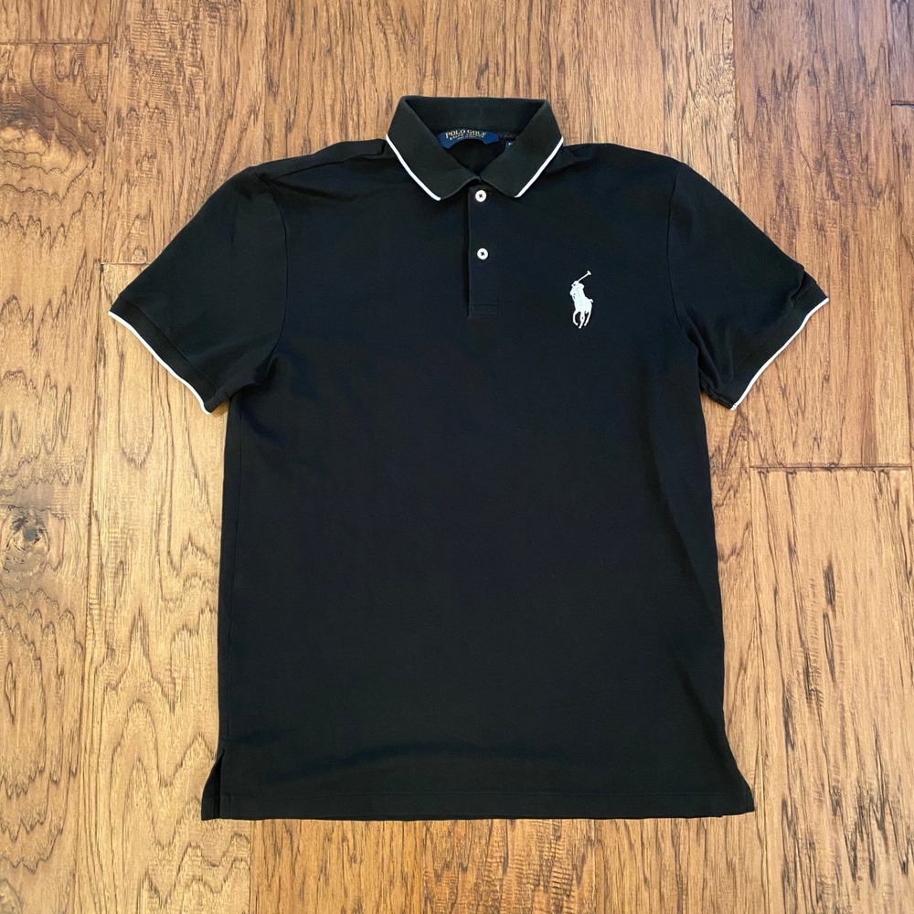 Polo Golf Ralph Lauren Polo Shirt Mens M Black Big Pony Pro Fit Short Sleeve